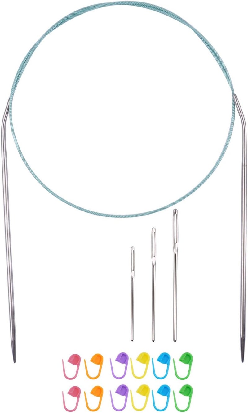 BsHooker Circular Knitting Needles 32inches/80cm,Size US 2.5(3mm) Stainless Steel Round Knitting Needles for Handmade Knitting DIY - Image 1